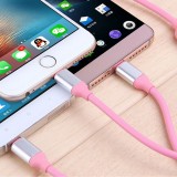 Câble chargeur 3 en 1 - Lightning / Micro-USB / USB-C vers USB-A - Rose