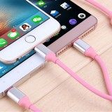 Câble chargeur 3 en 1 - Lightning / Micro-USB / USB-C vers USB-A - Rose