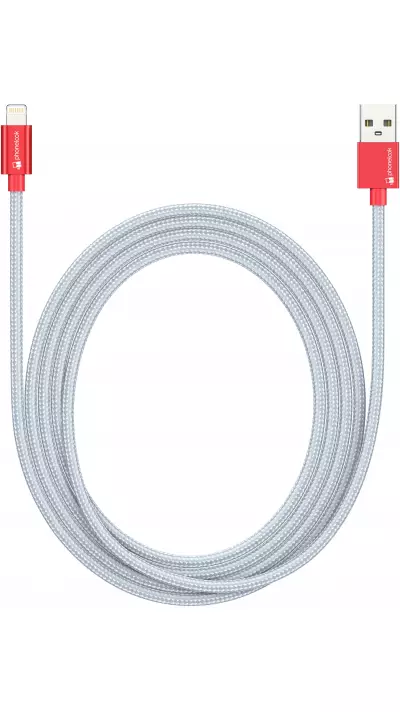 Câble Lightning (1.5 m) iPhone vers USB - Nylon argent PhoneLook