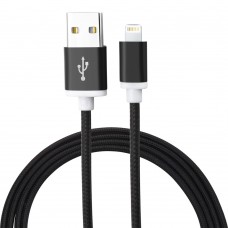 Câble iPhone (1.5 m) Lightning vers USB-A - Nylon metal - Noir