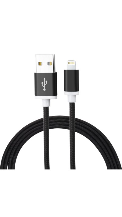 Câble iPhone (1.5 m) Lightning vers USB-A - Nylon metal - Noir