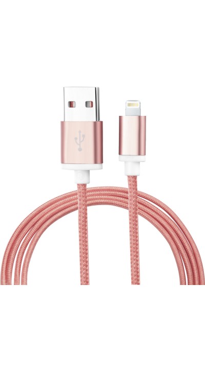 iPhone Kabel (1.5 m) Lightning auf USB-A - Nylon metal - Rosa