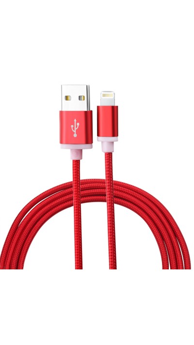 iPhone Kabel (1.5 m) Lightning auf USB-A - Nylon metal - Rot