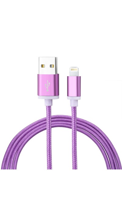 Câble iPhone (1 m) Lightning vers USB-A - Nylon metal - Violet