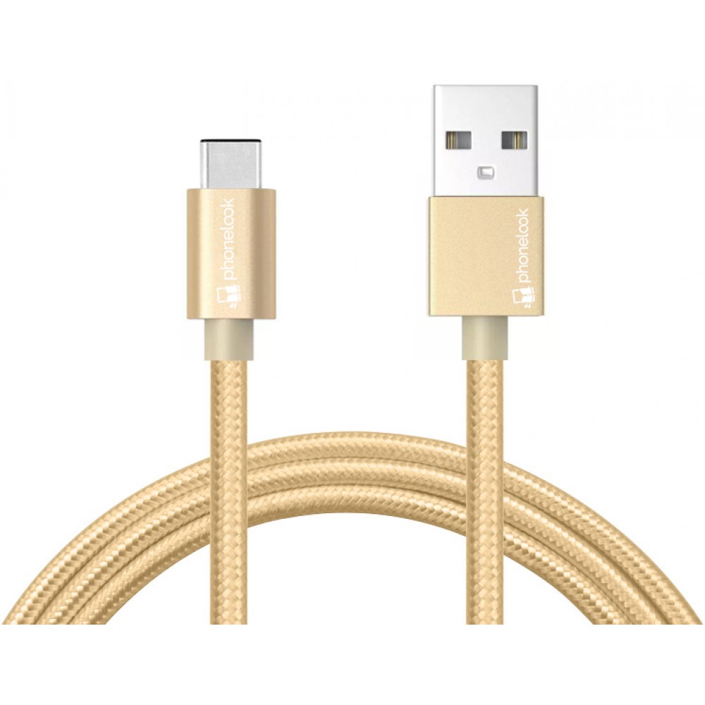 Ladekabel (1 m) USB-C auf USB-A - Nylon PhoneLook - Gold