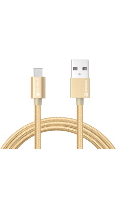 Ladekabel (1 m) USB-C auf USB-A - Nylon PhoneLook - Gold