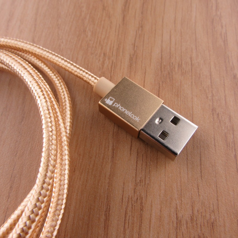 Ladekabel (1 m) USB-C auf USB-A - Nylon PhoneLook - Gold