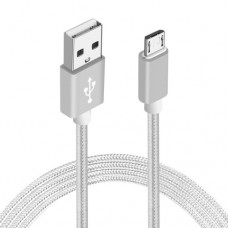 Câble chargeur (1 m) Micro-USB vers USB-A - Nylon metal - Argent