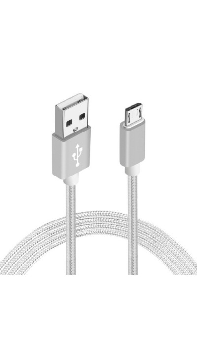 Ladekabel (1 m) Micro-USB auf USB-A - Nylon metal - Silber