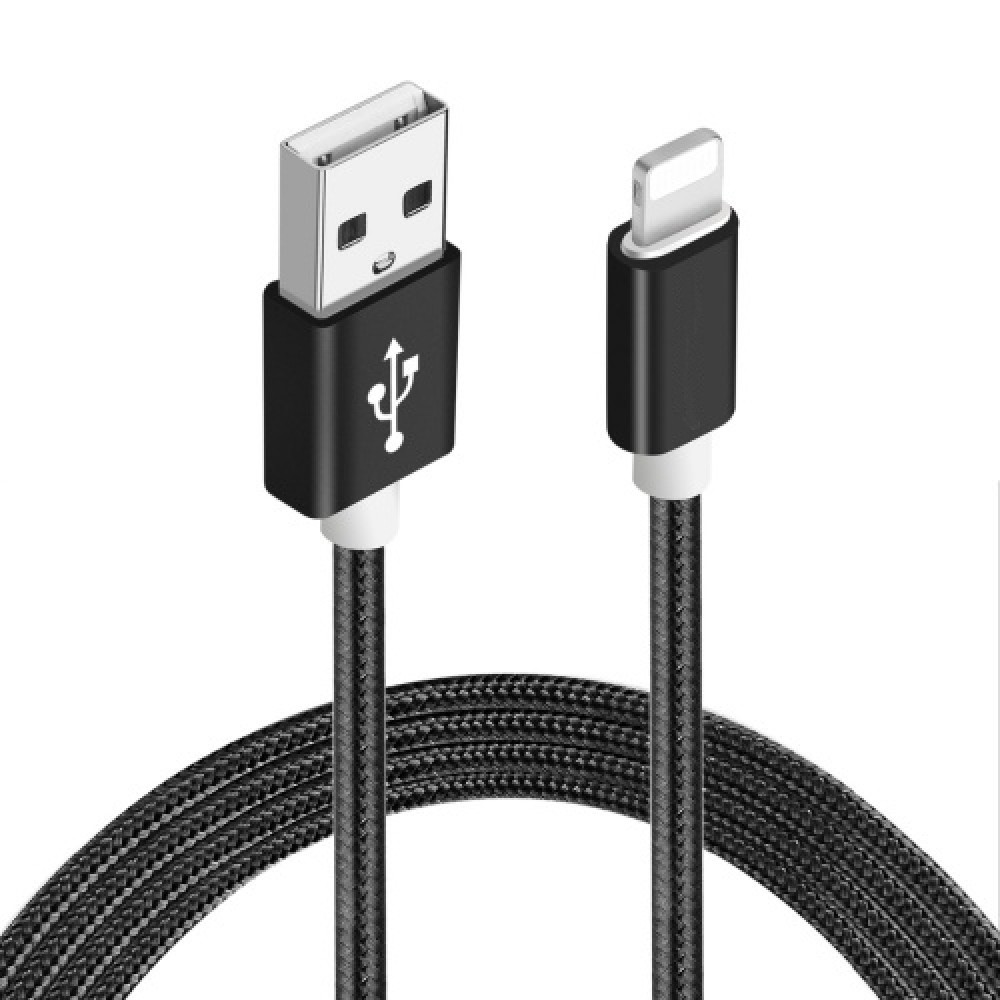 Câble chargeur (1 m) Micro-USB vers USB-A - Nylon metal - Noir