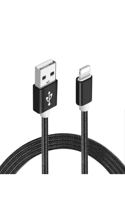 Câble chargeur (1 m) USB-C vers USB-A - Nylon metal - Noir