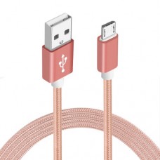 Câble chargeur (1 m) Micro-USB vers USB-A - Nylon metal - Rose