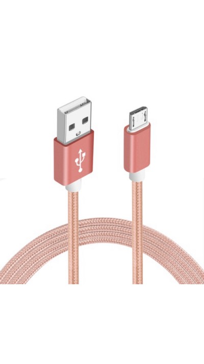 Câble chargeur (1 m) USB-C vers USB-A - Nylon metal - Rose