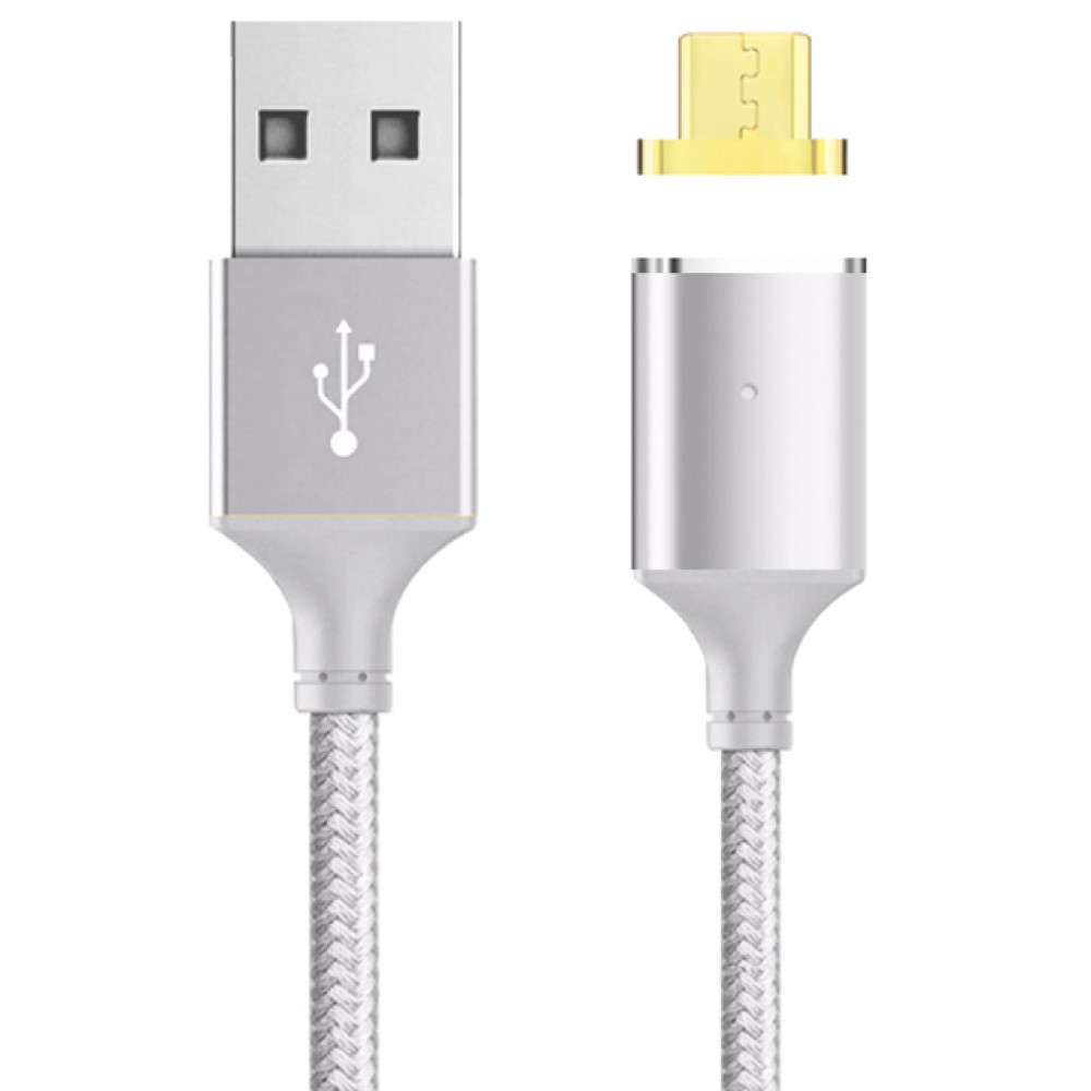 Câble chargeur (1 m) USB-C vers USB-A - Connecteur magnétique - Argent