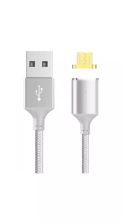 Câble chargeur (1 m) USB-C vers USB-A - Connecteur magnétique - Argent