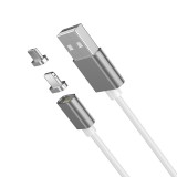 Câble chargeur (1 m) USB-C vers USB-A - Connecteur magnétique - Argent