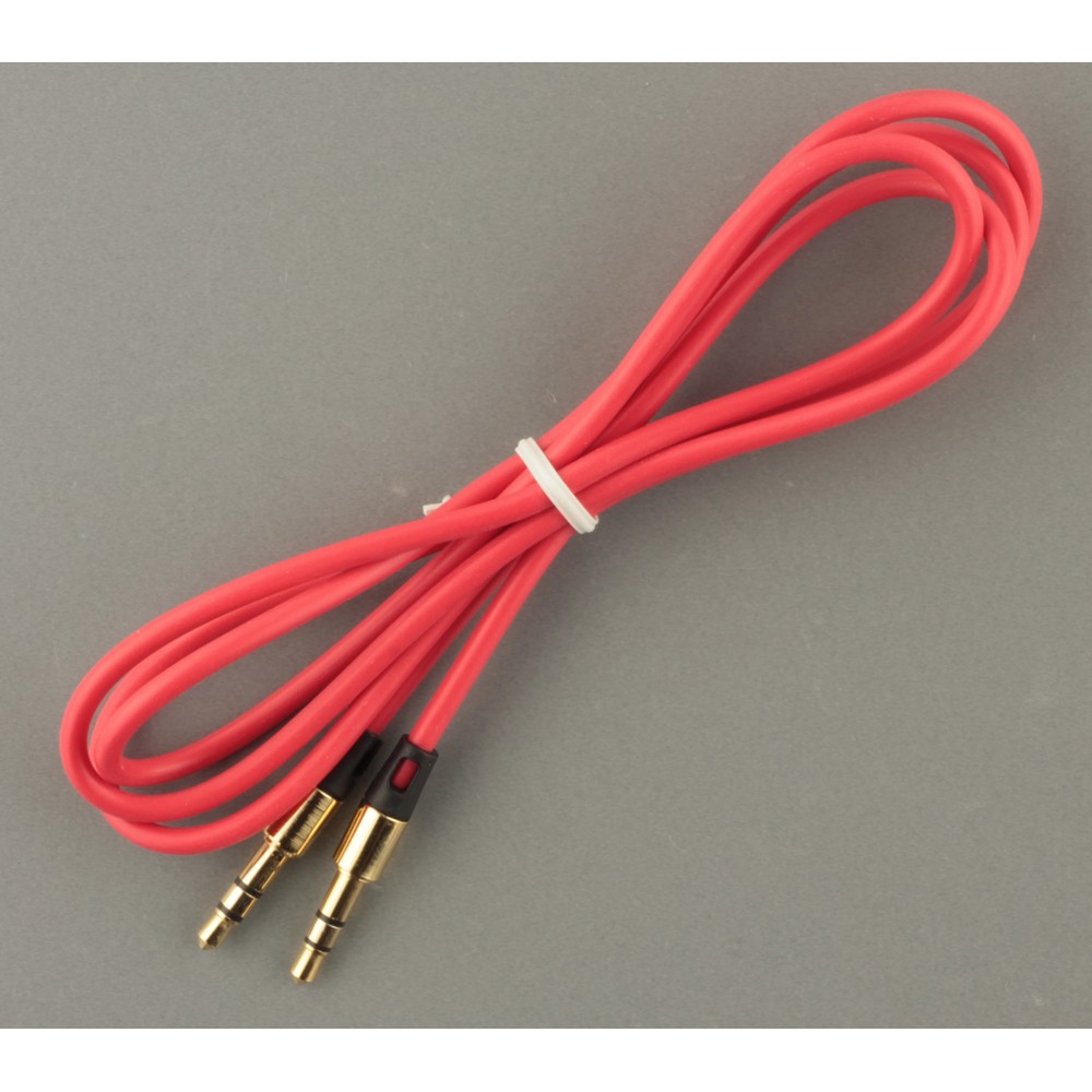 Stereo Kabel Doppelanschluss AUX 3.5 mm - Audio Stecker + 1 Meter - Rot