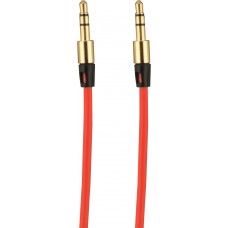 Câble stéréo double connexion AUX 3,5 mm - fiche audio + 1 mètre - Rouge