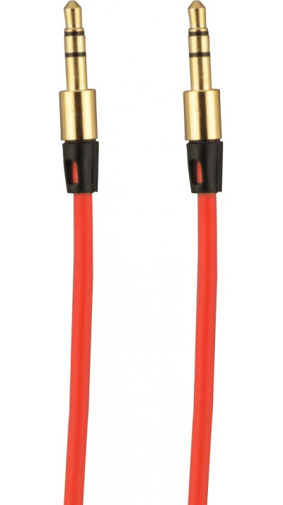 Câble stéréo double connexion AUX 3,5 mm - fiche audio + 1 mètre - Rouge