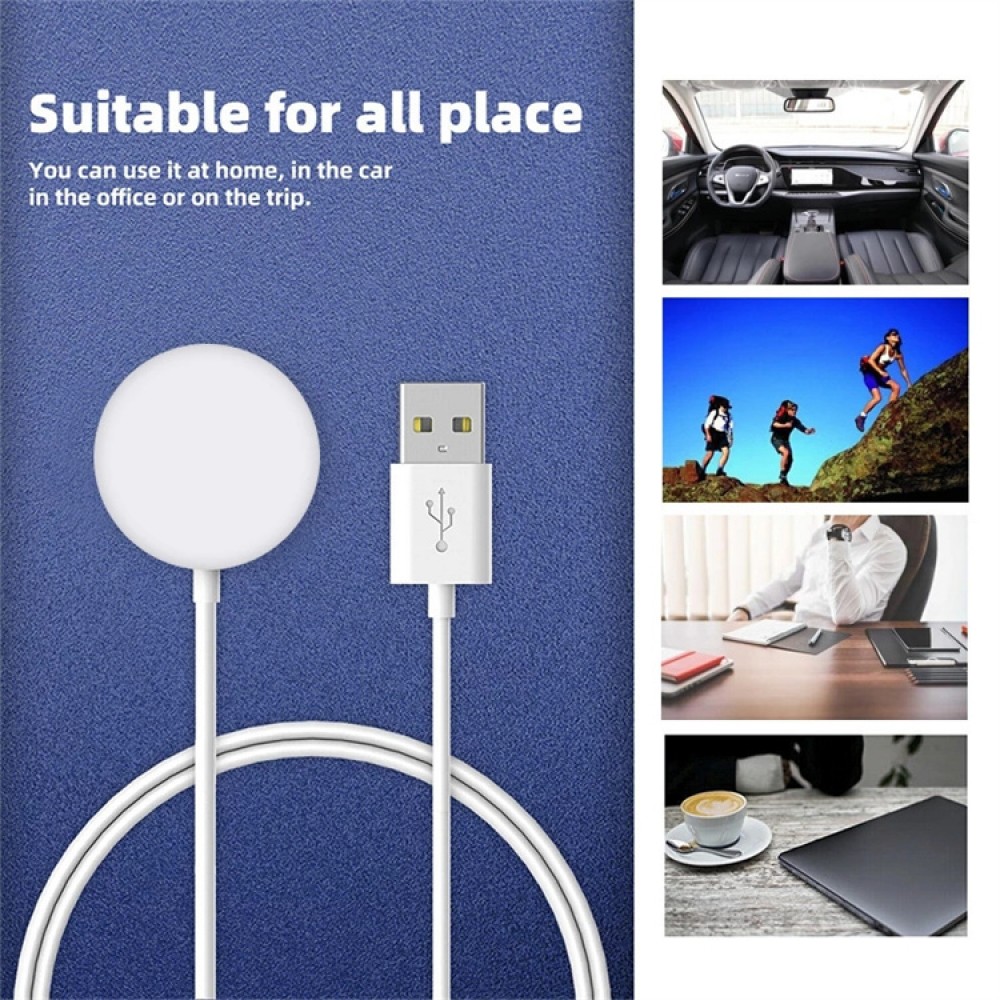 Câble de charge magnétique pour Apple Watch Smart Docking Station USB-A - Blanc