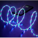 Câble de chargement USB 3 en 1 avec lumière LED et embouts de chargement magnétiques - Bleu