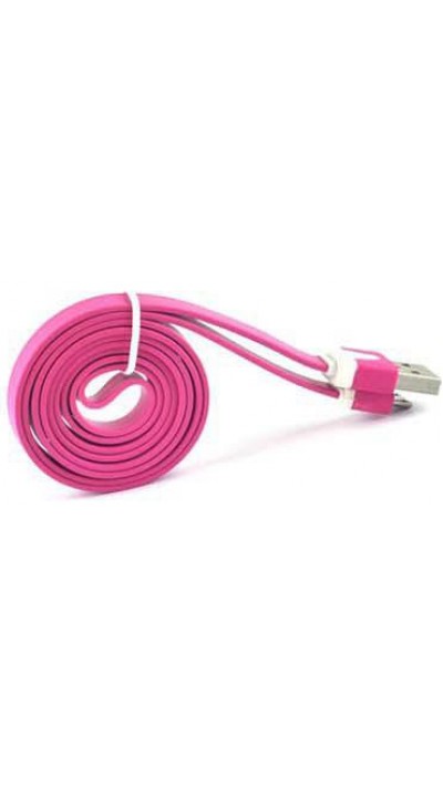 Ladekabel Micro USB (3m) Flat Noodle - Dunkelrosa