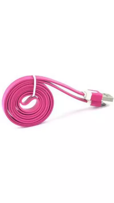 Câble de recharge Micro USB (3m) Flat Noodle - Rose foncé