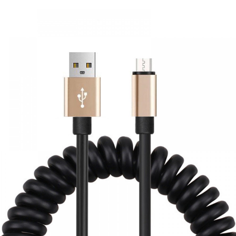 Ausziehbares und flexibles Handy Ladekabel - Micro-USB auf USB-A - Schwarz
