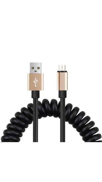 Ausziehbares und flexibles Handy Ladekabel - Micro-USB auf USB-A - Schwarz