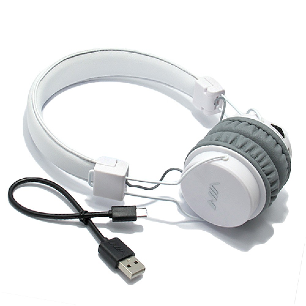 NIA X3 - Casque Bluetooth sans fil On-Ear basses profondes et connexion SD/AUX - Blanc