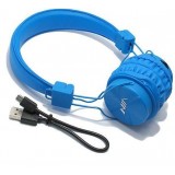 NIA X3 - Casque Bluetooth sans fil On-Ear basses profondes et connexion SD/AUX - Bleu