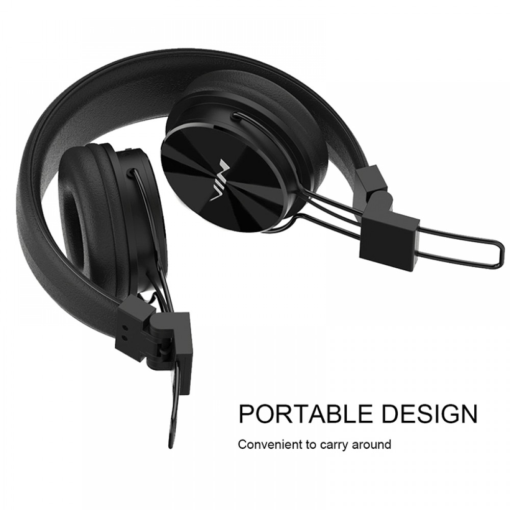 NIA X3 - Casque Bluetooth sans fil On-Ear basses profondes et connexion SD/AUX - Noir