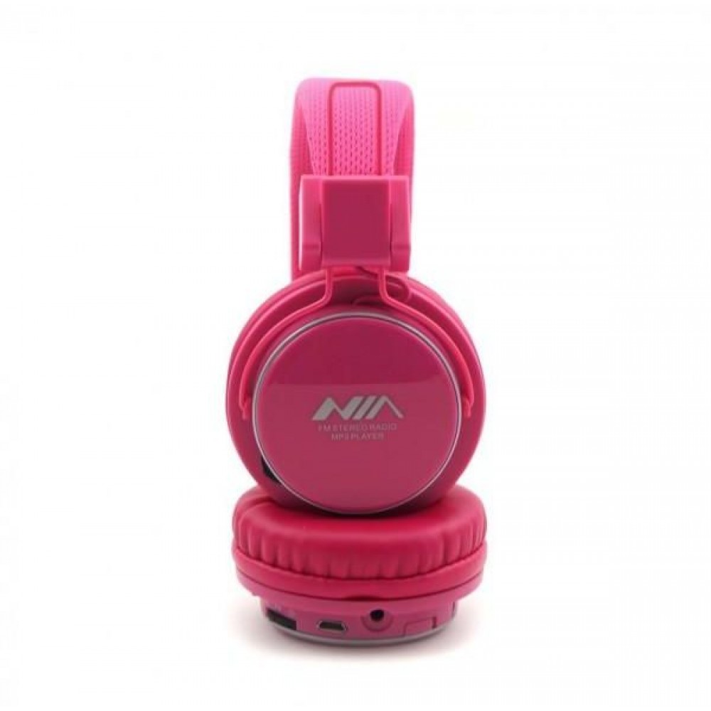 NIA X3 - Kabellose Bluetooth Kopfhörer On-Ear tiefer Bass Inkl. AUX/SD Karten Anschluss - Rosa