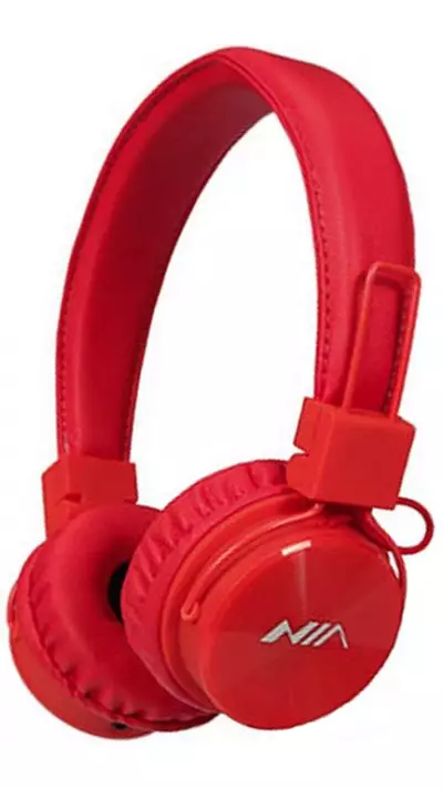 NIA X3 - Casque Bluetooth sans fil On-Ear basses profondes et connexion SD/AUX - Rouge