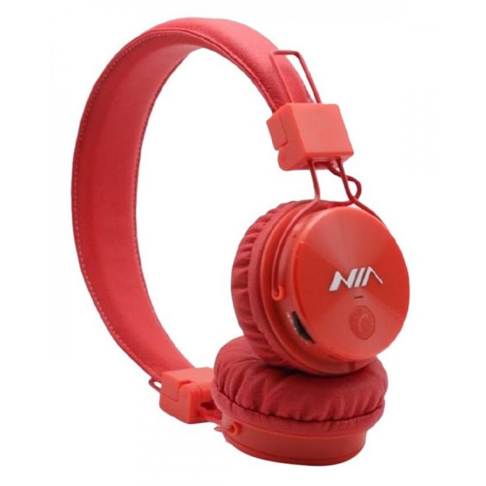 NIA X3 - Kabellose Bluetooth Kopfhörer On-Ear tiefer Bass Inkl. AUX/SD Karten Anschluss - Rot