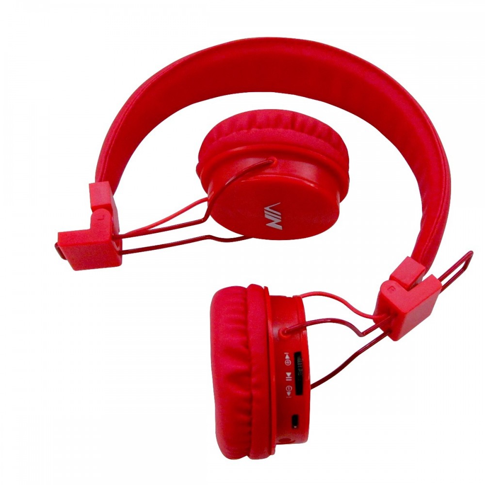 NIA X3 - Casque Bluetooth sans fil On-Ear basses profondes et connexion SD/AUX - Rouge