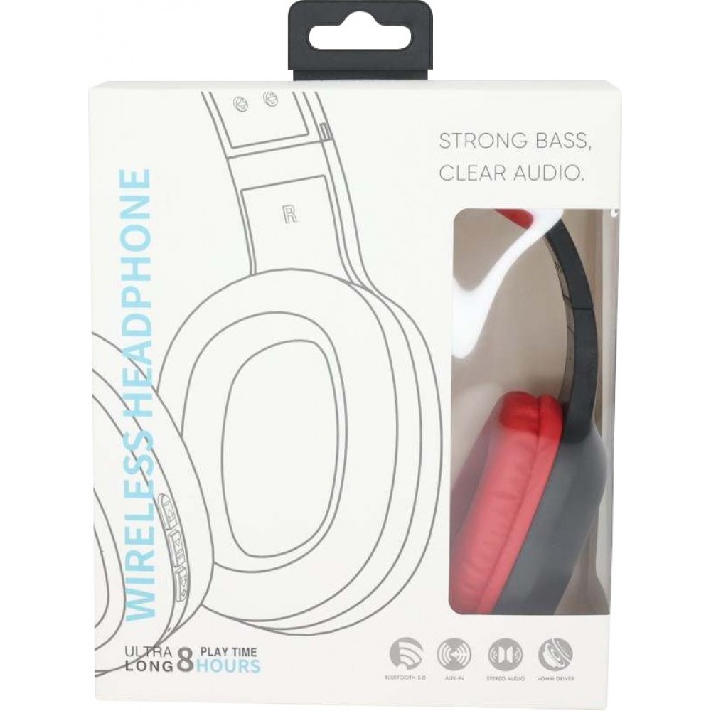 Casque Bluetooth sans fil V5.0 BT-8026 Headphones Basse stéréo On-Ear - Blanc