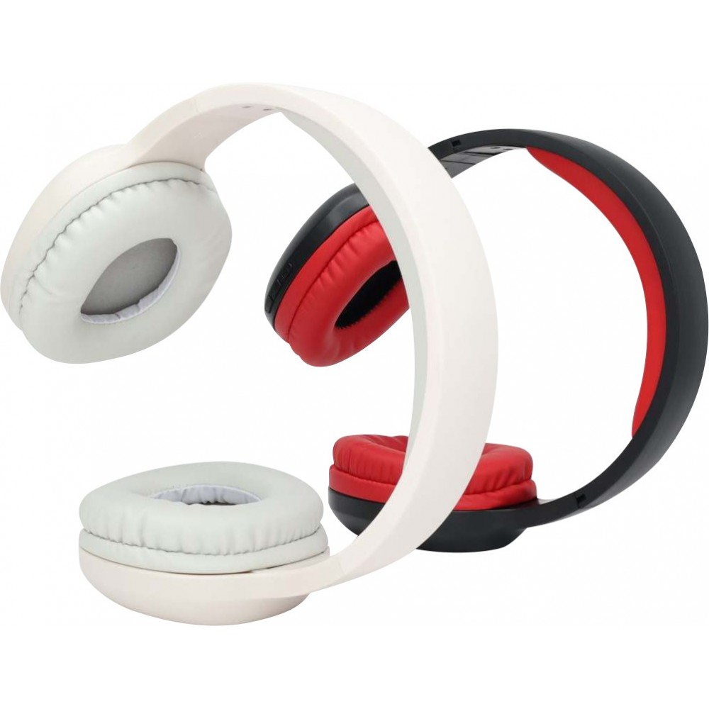 Casque Bluetooth sans fil V5.0 BT-8026 Headphones Basse stéréo On-Ear - Noir/rouge