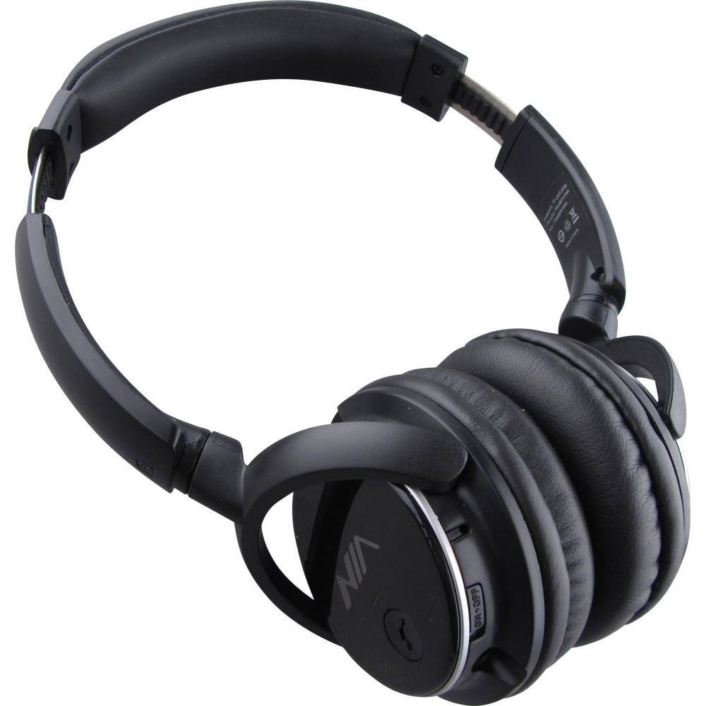 NIA Q1 Kabellose On-Ear Bluetooth Kopfhörer inkl. integriertem Mikrofon, superb 4in1 Sound Input - Schwarz