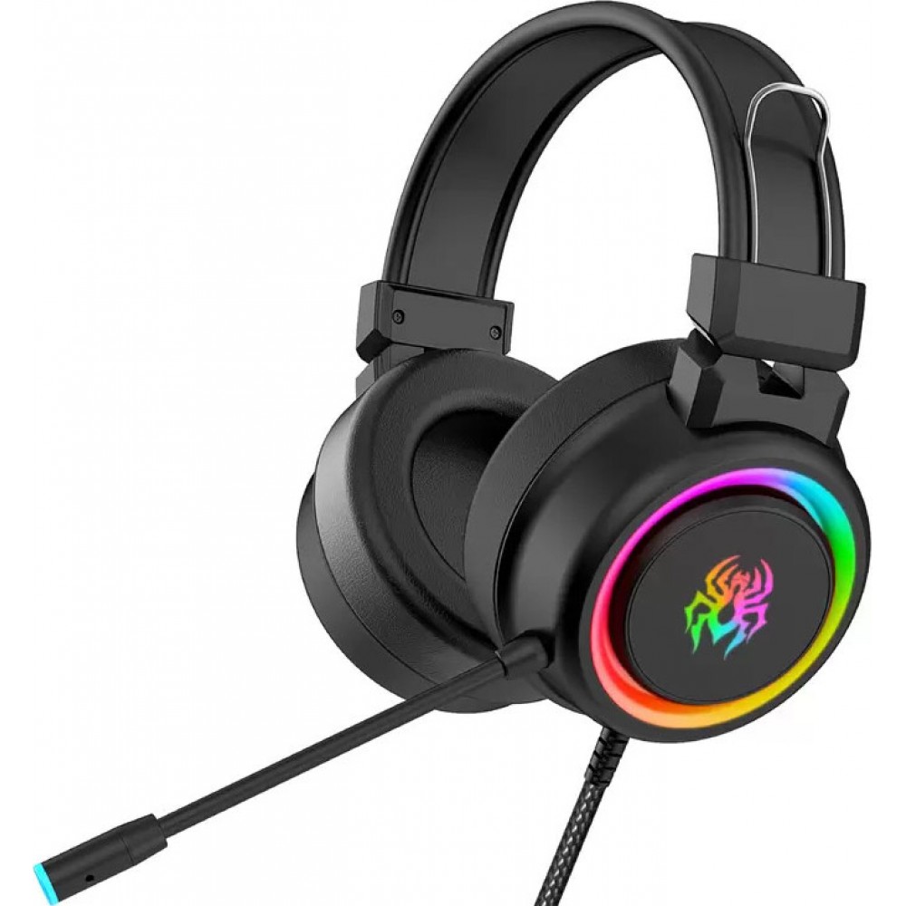 V5RGB - Casque de gamer professionnel avec lumière LED RGB pour ordinateur, Xbox one et PS4, basse réglable casque filaire