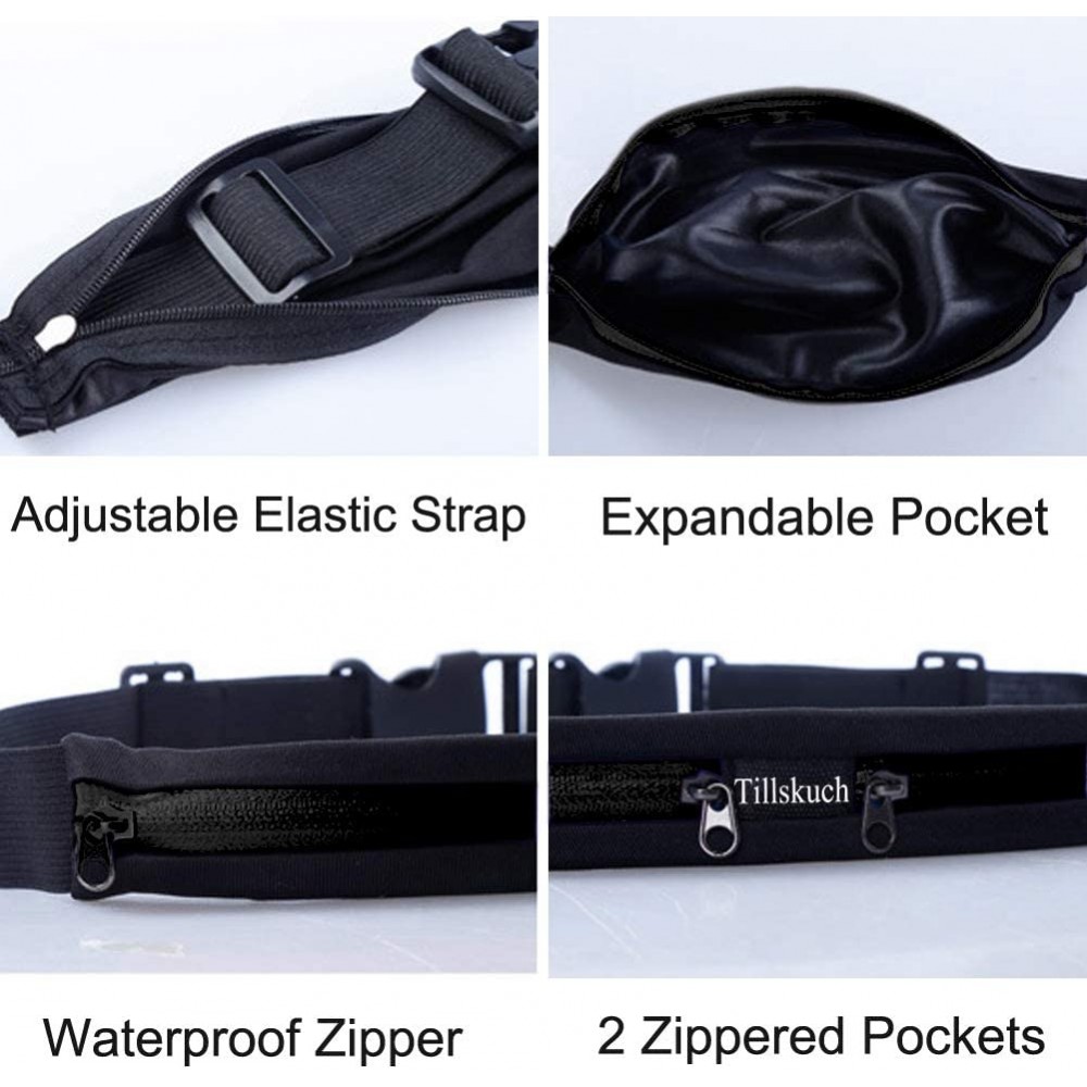 Sportgürtel mit 2 erweiterbaren Taschen für Handy + Zubehör, Joggen, Radfahren - Rosa
