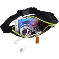 Ceinture de sport avec 2 poches extensibles pour téléphone + accessoires, jogging, vélo - Vert