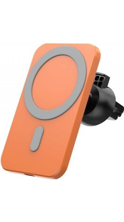 Chargeur magnétique sans fil pour voiture 15W pour Apple MagSafe - Orange