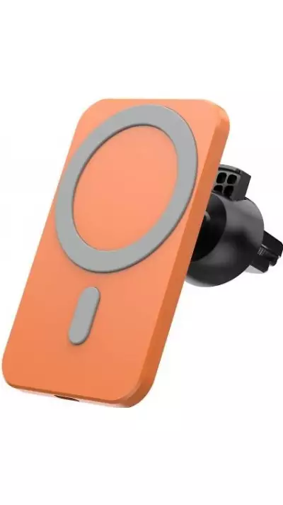 Chargeur magnétique sans fil pour voiture 15W pour Apple MagSafe - Orange