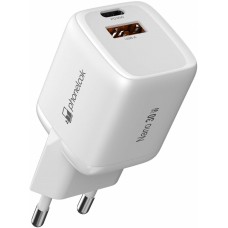 Chargeur puissant secteur Nano 30W USB-A et USB-C avec Power Delivery PhoneLook - Blanc