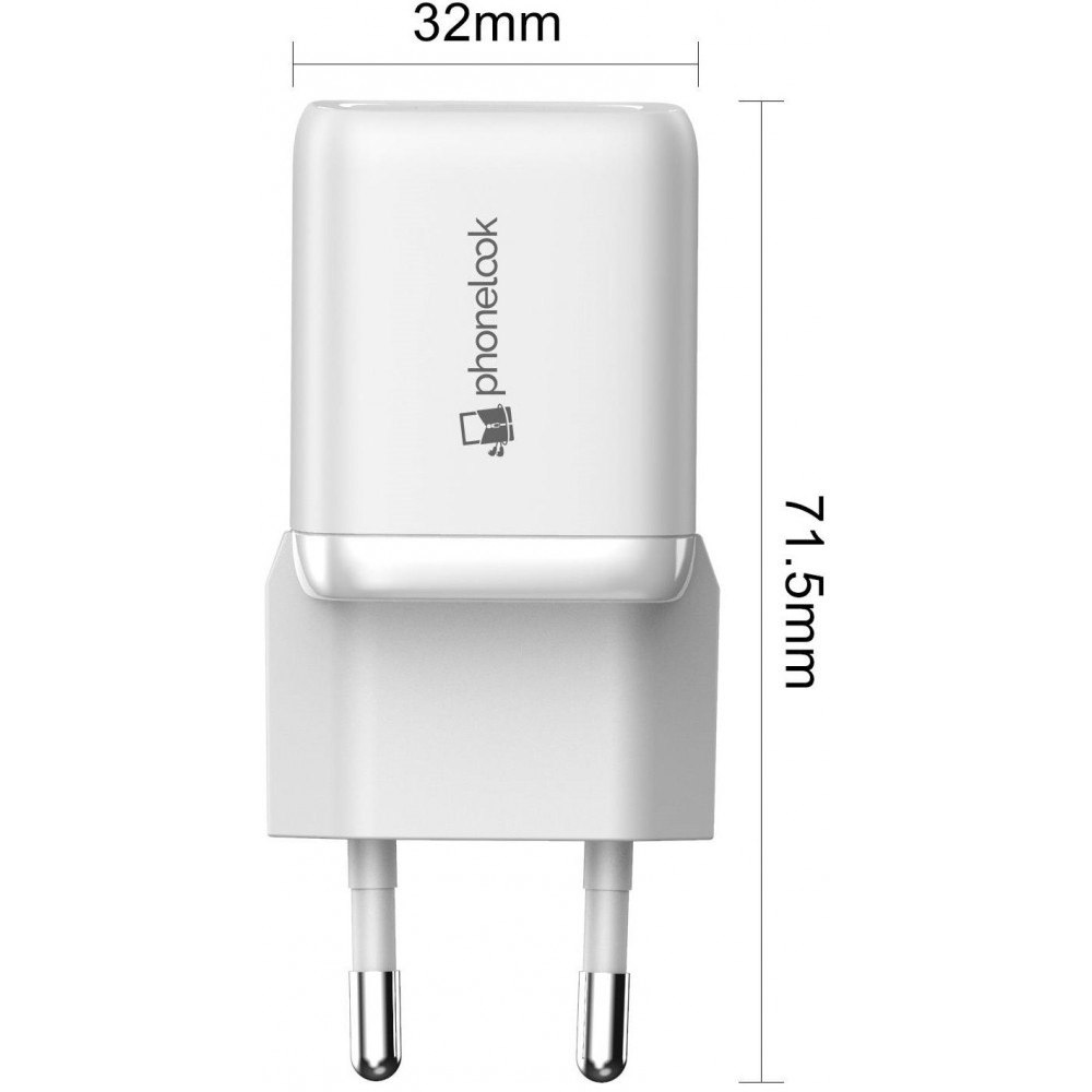 Starkes Ladegerät Nano 30W USB-A und USB-C mit Power Delivery PhoneLook - Weiss