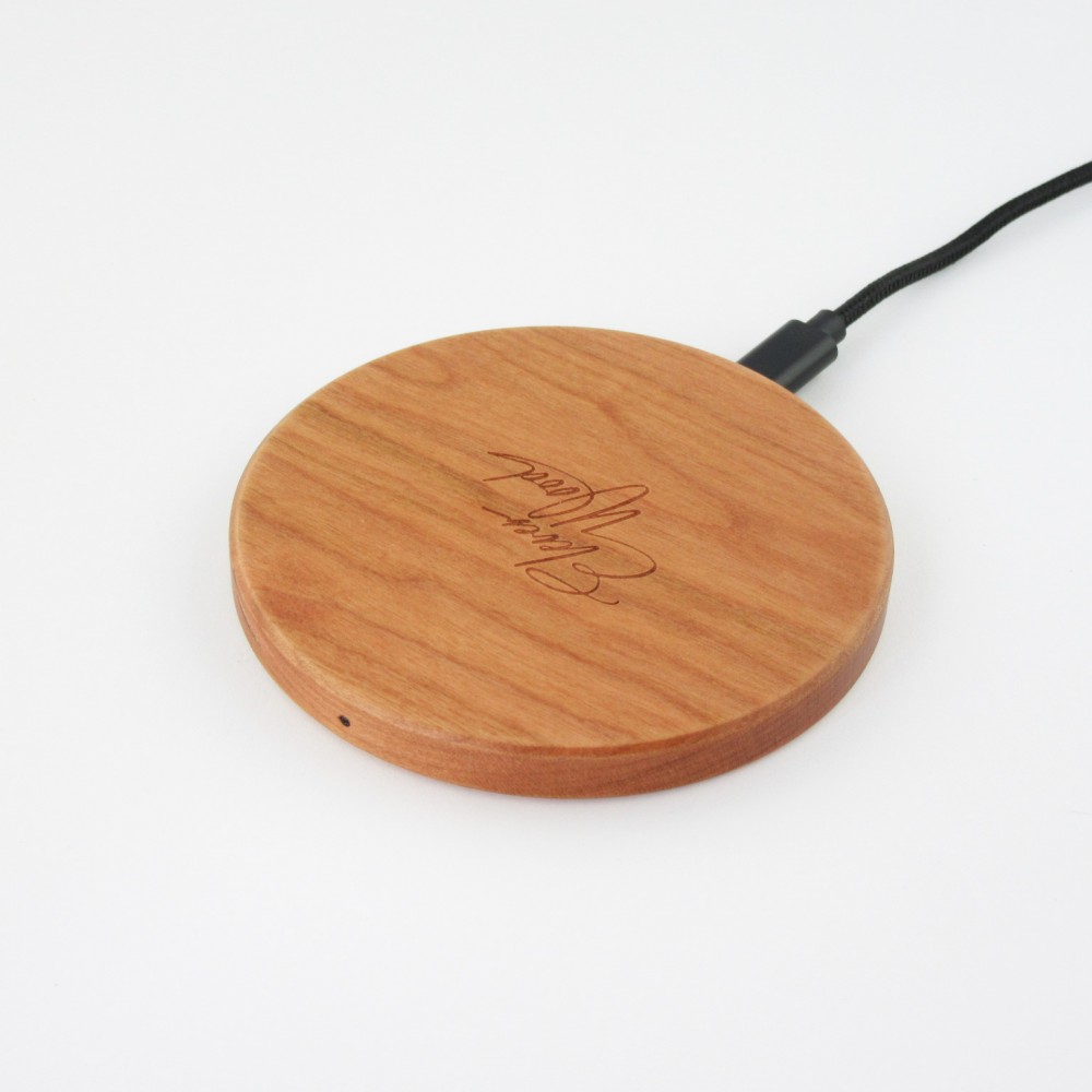 Chargeur sans-fil 10W Fast Charge en bois véritable Eleven Wood Cherry