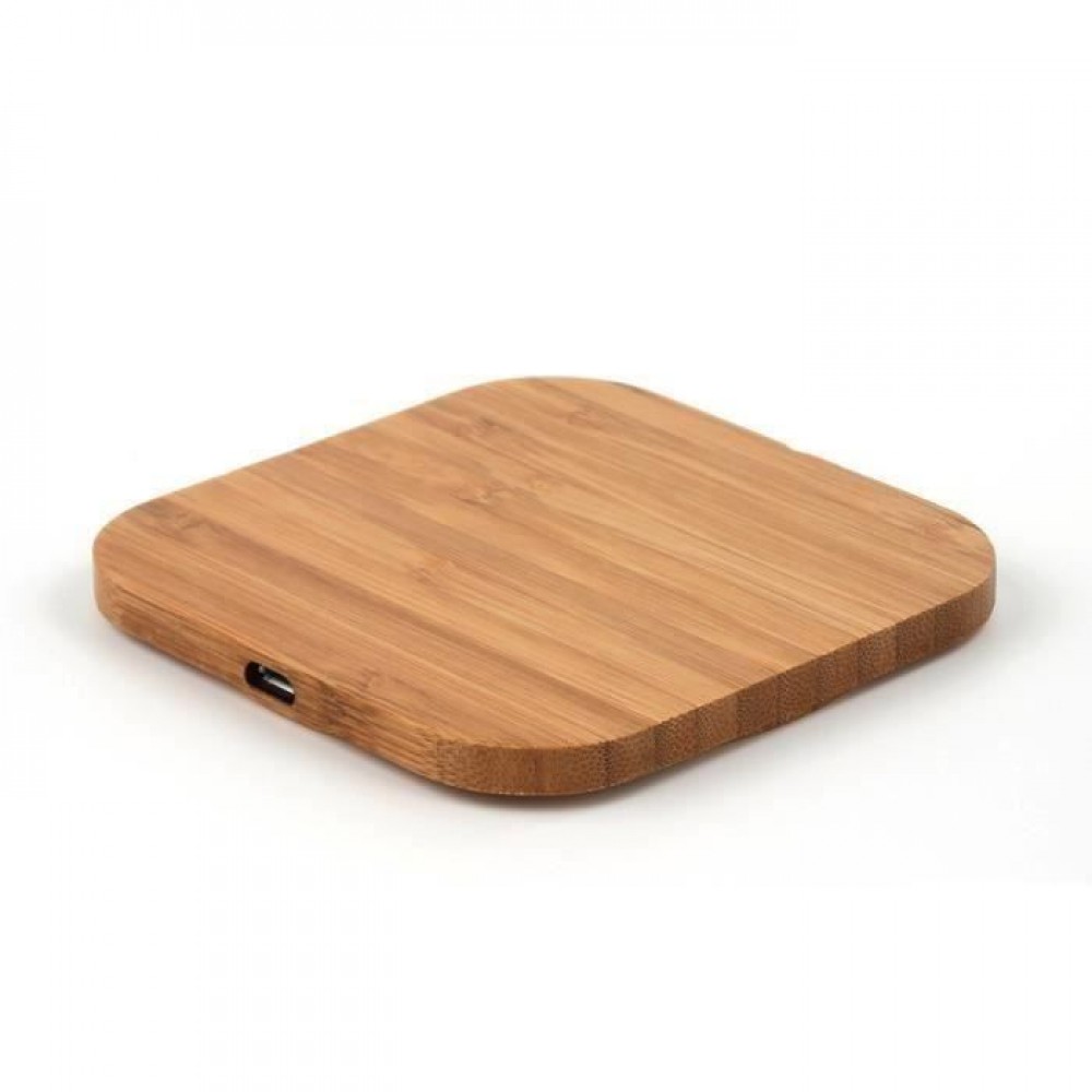 Station de charge sans fil Qi - Chargeur wireless en bois véritable pour Smartphone - Brun