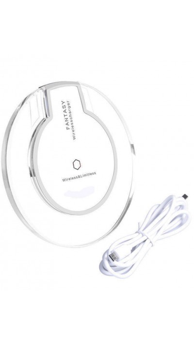 Station de charge sans fil Qi - Chargeur wireless transparent Fantasy pour Smartphone - Verre/- Blanc