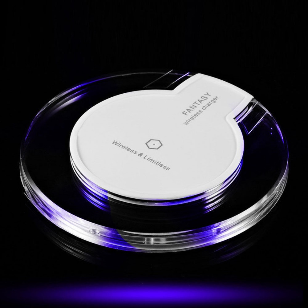 Station de charge sans fil Qi - Chargeur wireless transparent Fantasy pour Smartphone - Verre/- Blanc